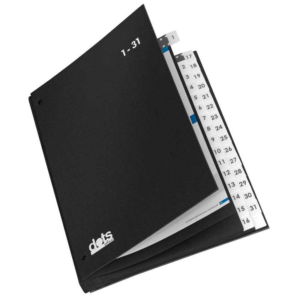 dots Pultordner / Wiedervorlagemappe 1-31 schwarz DIN A4 (32 Fächer)