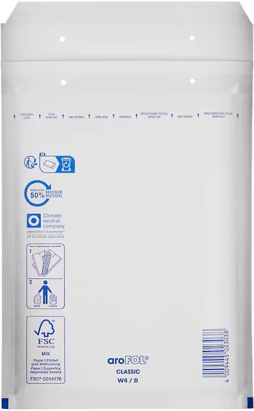 aroFOL® CLASSIC Luftpolstertaschen W4/D weiß für DIN A5, 100 St.