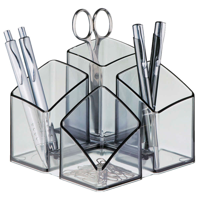 HAN Stiftehalter SCALA grau-transparent Polystyrol 4 Fächer 12,5 x 12,5 x 10,0 cm