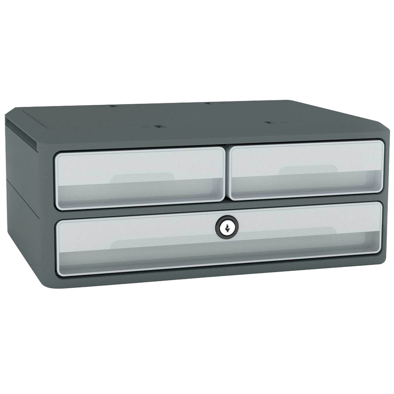 cep Schubladenbox MoovUp mit Schloss  lichtgrau 1091216361, DIN A4 quer mit 3 Schubladen, 1 St.
