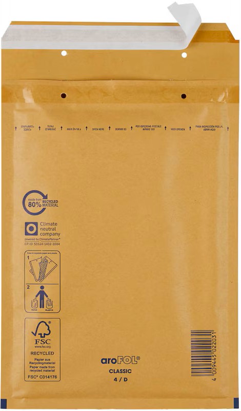 aroFOL® CLASSIC Luftpolstertaschen 4/D braun für DIN A5, 100 St.