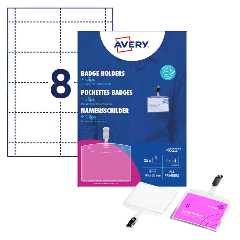 AVERY Zweckform Namensschilder mit Clip 9,0 x 6,0 cm, 1 Set