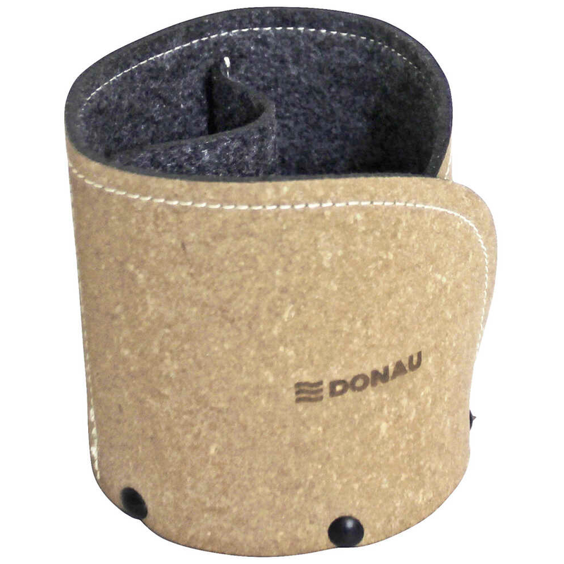DONAU Stiftehalter braun Recyclingleder/Filz 2 Fächer 11,0 x 11,0 x 11,0 cm