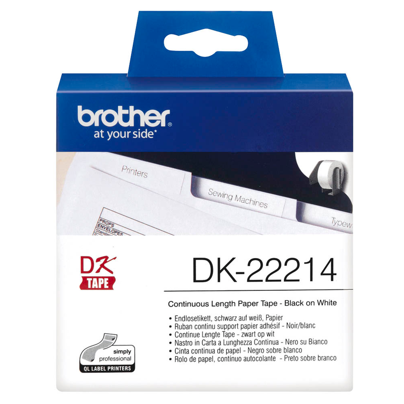 Brother Endlospapierrolle für Etikettendrucker DK22214 weiß, 12,0 mm, 1 x 1 Etiketten