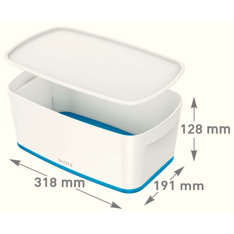 LEITZ MyBox Aufbewahrungsbox 5,0 l perlweiß/blau 31,8 x 19,1 x 12,8 cm, 1 St.