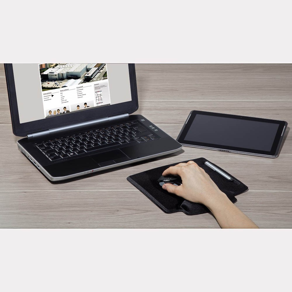 Hama Mousepad mit Handgelenkauflage rutschfest Schwarz (23 x 22 cm)