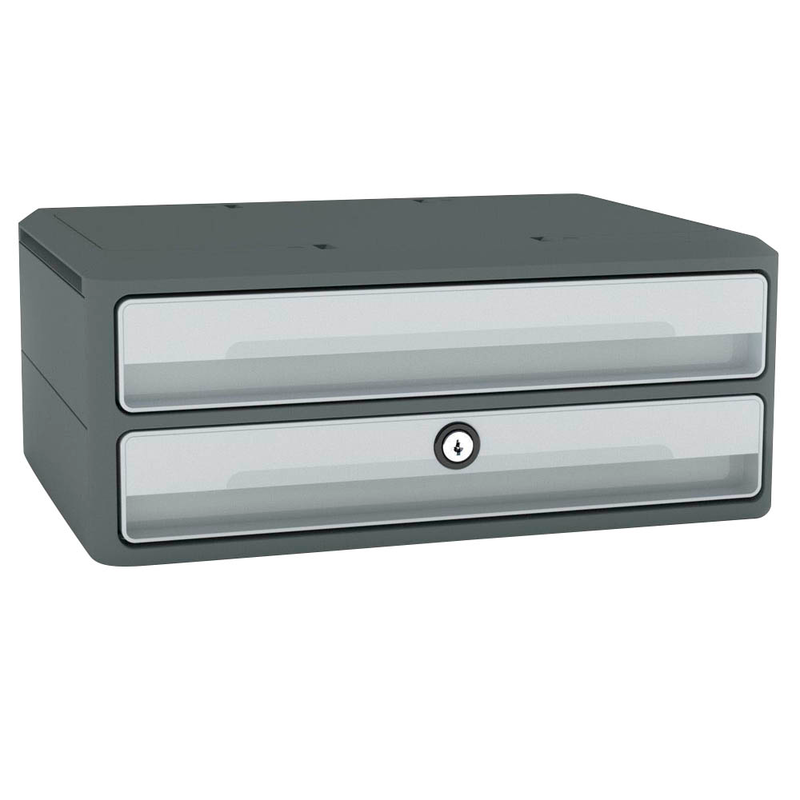 cep Schubladenbox MoovUp mit Schloss lichtgrau 1091116361, DIN A4 quer mit 2 Schubladen, 1 St.