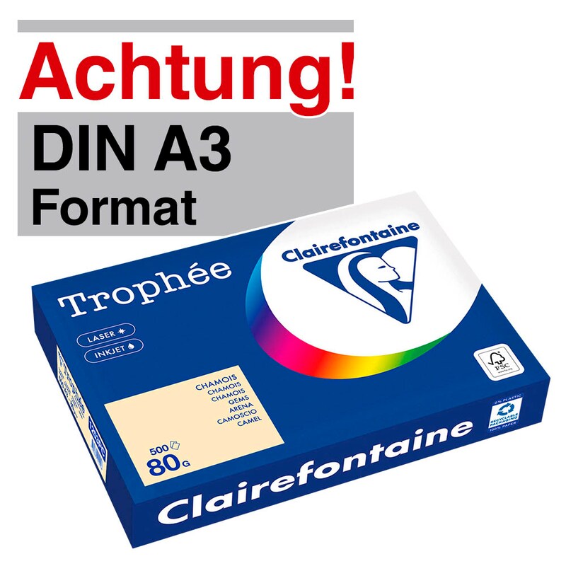 Clairefontaine Kopierpapier Trophée chamois DIN A3 80 g/qm 500 Blatt