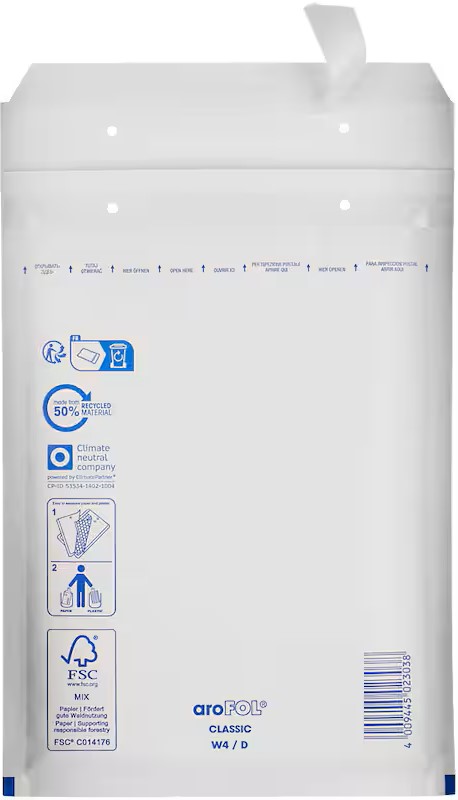 aroFOL® CLASSIC Luftpolstertaschen W4/D weiß für DIN A5, 100 St.