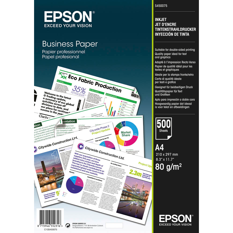 Epson Inkjetpapier Business Papier DIN A4 80 g/qm 500 Blatt