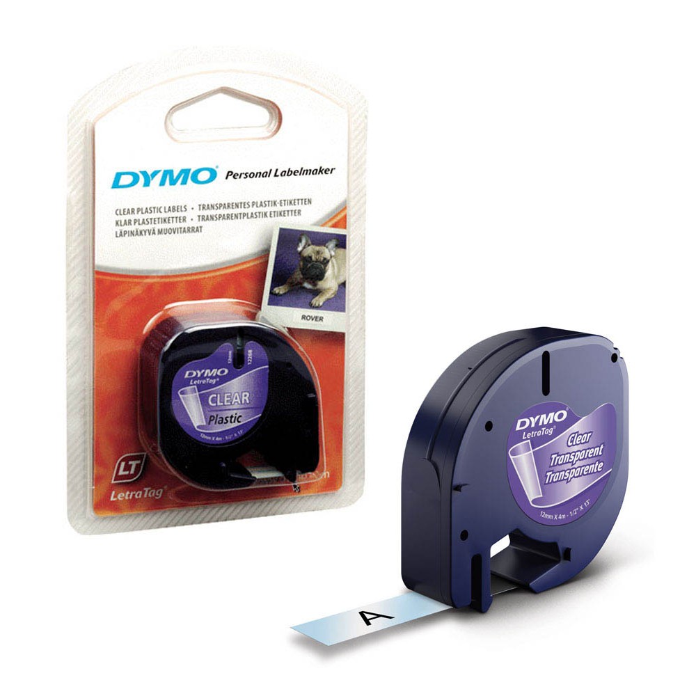 Dymo LetraTag Beschriftungsband 16951 geeignet für LT-100H / LT-100T (Schwarz auf Transparent)