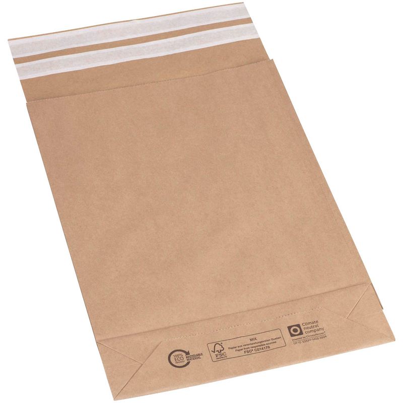 flexiPAK Faltentaschen classic Doppelfixverschluss ca. DIN D4 ohne Fenster braun mit 5,0 cm Falte, 300 St.