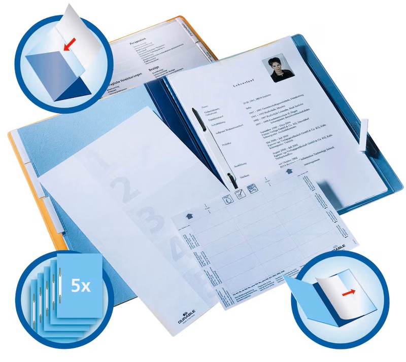 DURABLE Personalhefter Kunststoff blau DIN A4 5x kaufmännische Heftung, 5 St.