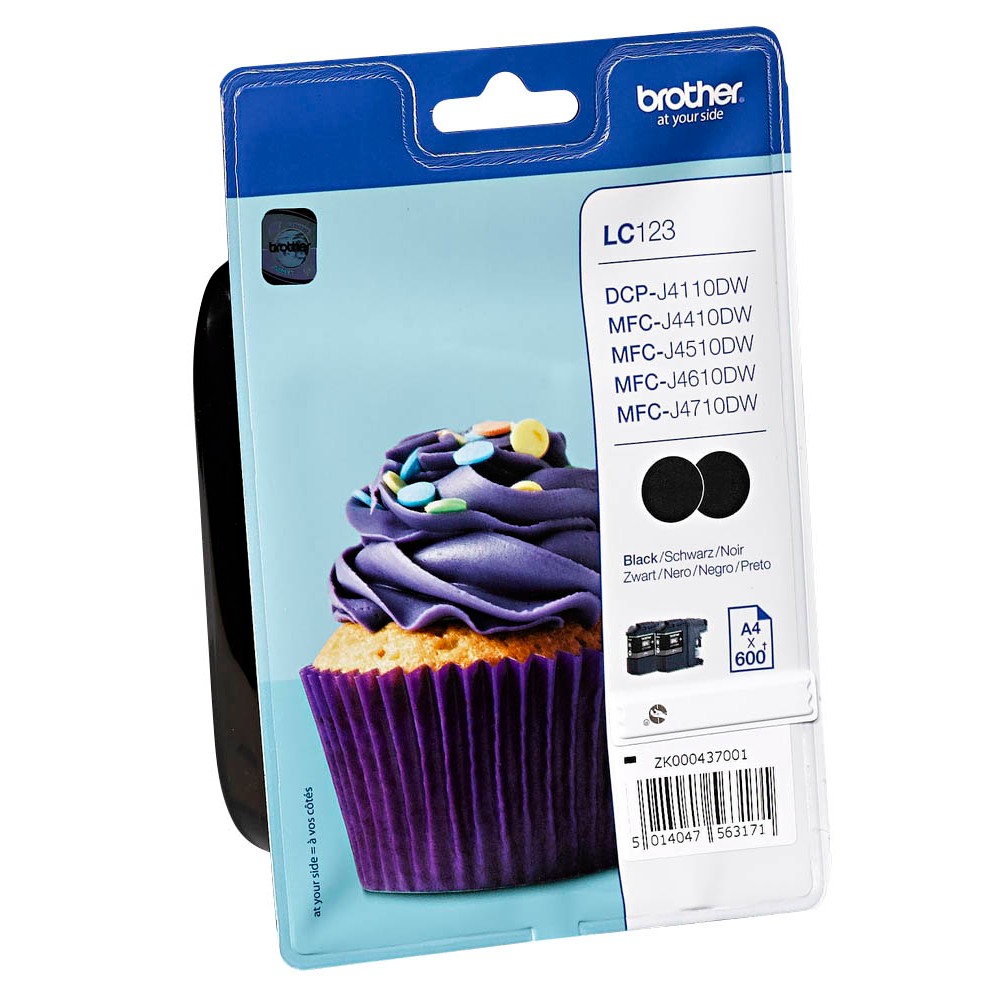 Brother LC-123BKBP2DR Tinte Black (2er Pack)