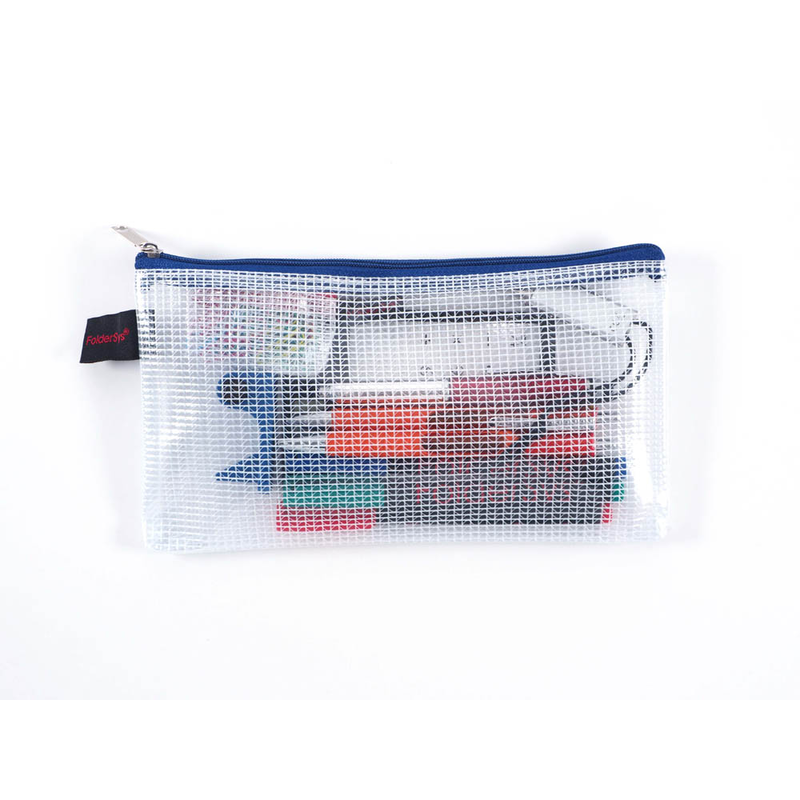FolderSys Reißverschlussbeutel DIN lang transparent/blau 0,15 mm, 1 St.