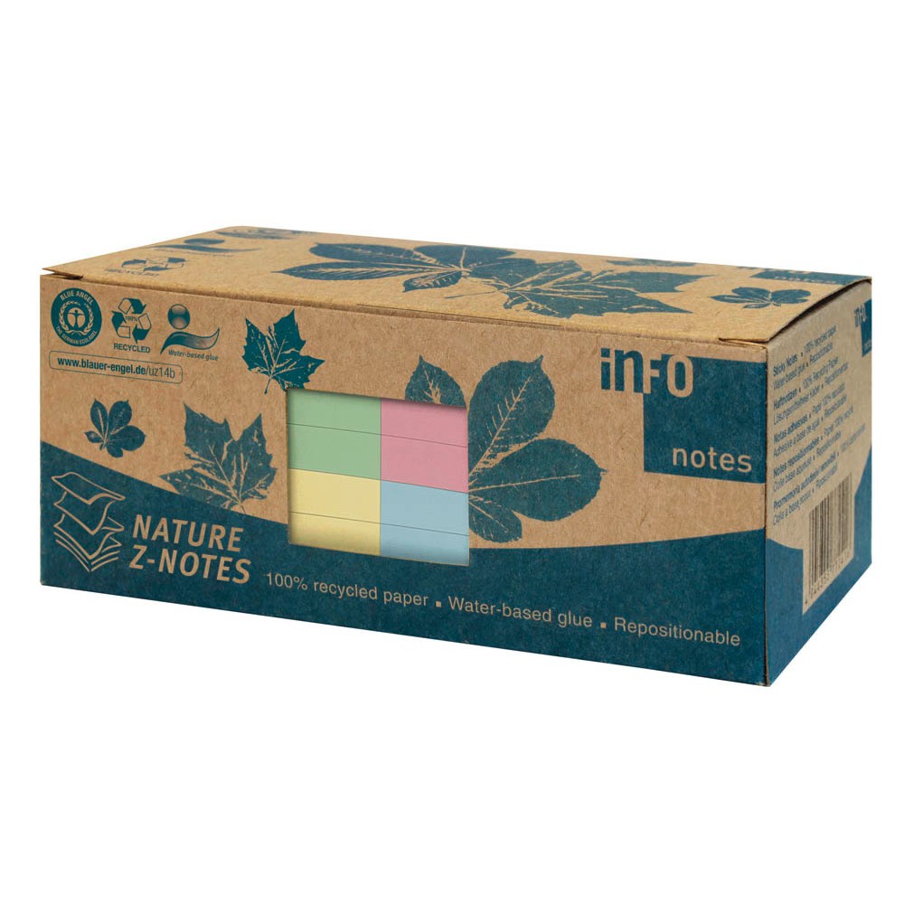 Info 5644-88BOX Recycling Haftnotizen mehrfarbig (12 Blöcke a 100 Blatt)