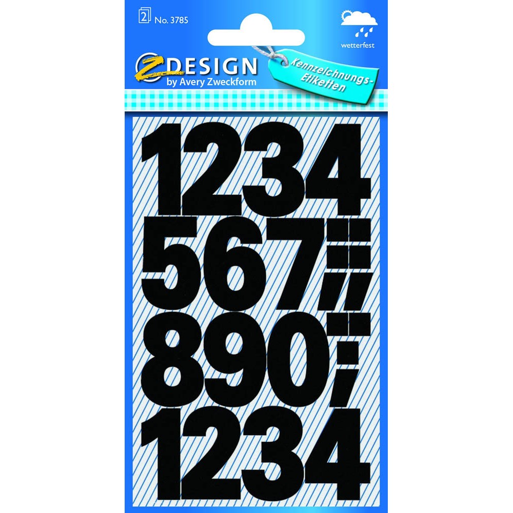 Avery Zweckform 3785 Klebenummern verschiedene Zahlen ca. 25 mm schwarz (2 Bögen a 24 Stück)