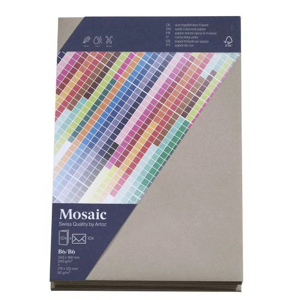 artoz Faltkarten mit Briefumschlägen Mosaic 943601-217 zement DIN B6, 10 St.