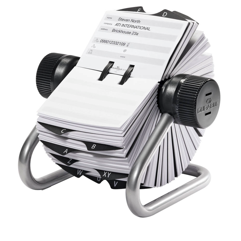 DURABLE Telefon-/Adress-Rollkartei Telindex silber, für 500 Adress,- Telefonkarten