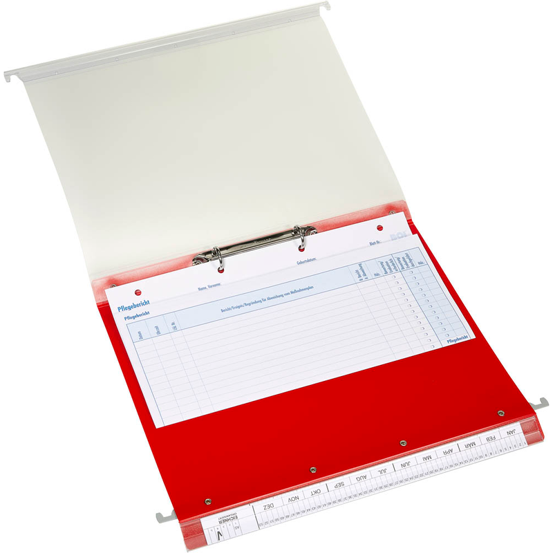 BOI Patienten-Dokumentations-Hängemappe 2-Ringe Click 2 Stationär rot Boden: 2,5 cm, 1 St.