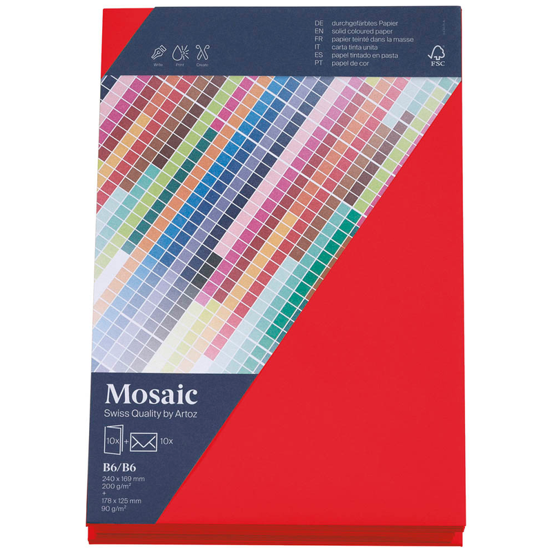 artoz Faltkarten mit Briefumschlägen Mosaic 943601-587 feuerrot DIN B6, 10 St.
