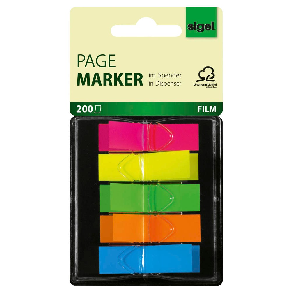 Sigel 381095 Haftmarker im Spender mehrfarbig (5 x 40 Streifen)