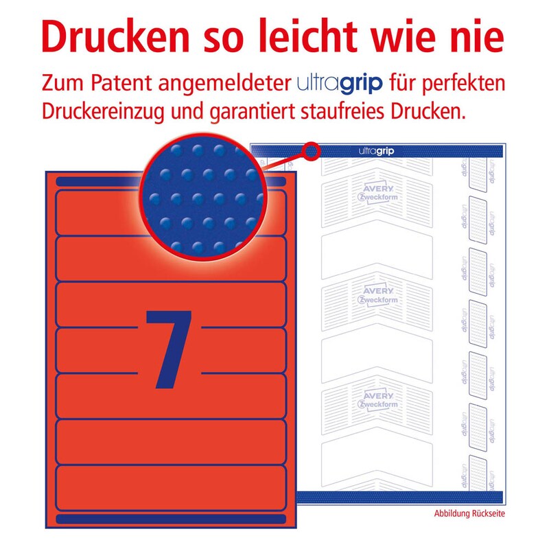 AVERY Zweckform Ordneretiketten L4762-20 rot, 20 Blatt