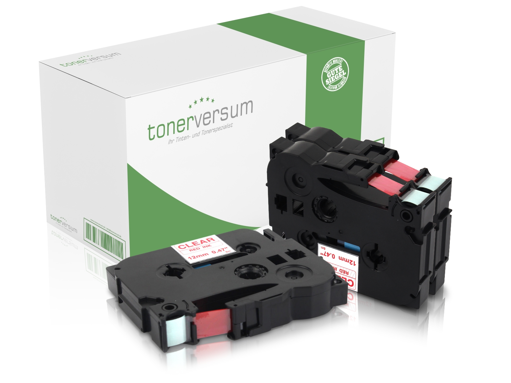 Alternativ zu Brother TZe-132 P-Touch Schriftband 12mm rot/transparent (3er Pack)