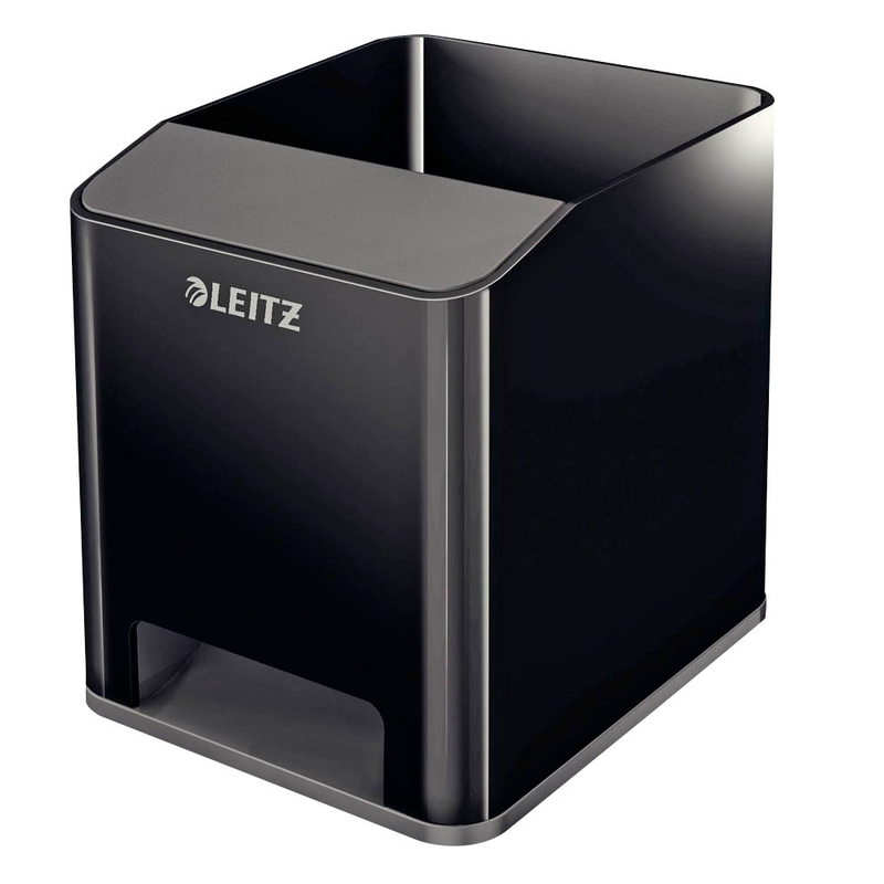 LEITZ Stiftehalter Duo Colour schwarz/grau Polystyrol 2 Fächer 9,0 x 10,1 x 10,0 cm