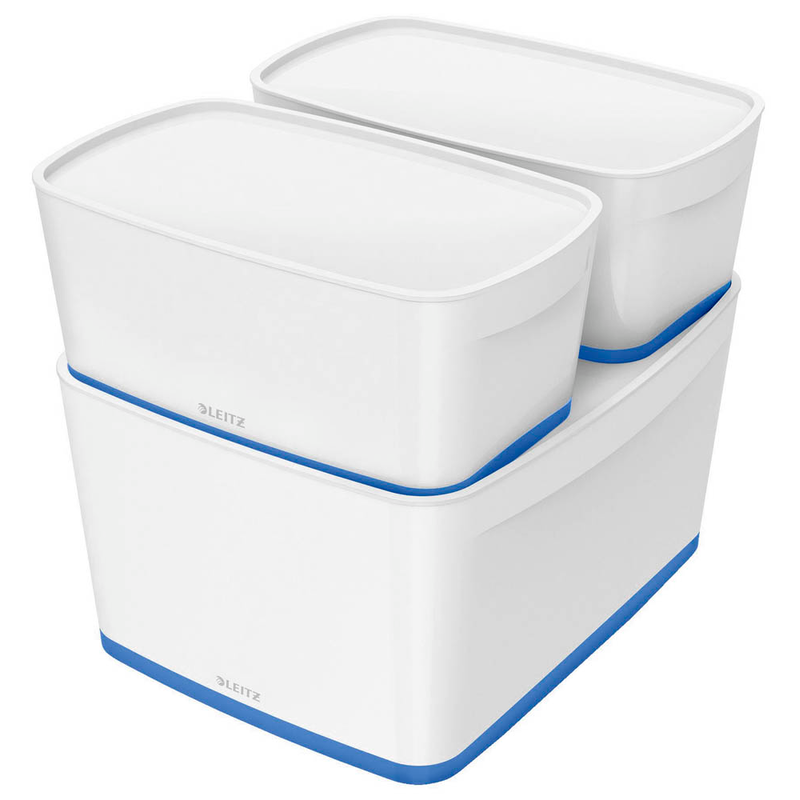 LEITZ MyBox Aufbewahrungsbox 5,0 l perlweiß/blau 31,8 x 19,1 x 12,8 cm, 1 St.