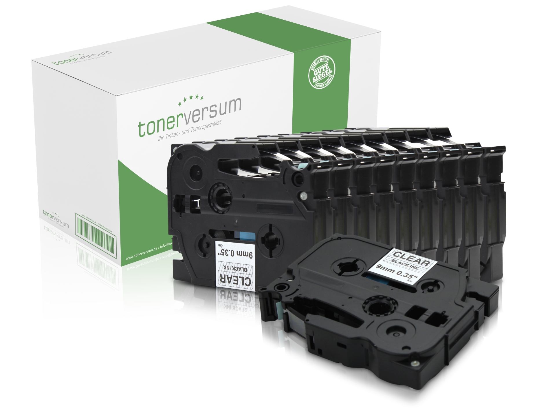 Alternativ zu Brother TZe-121 P-Touch Schriftband 9mm schwarz/transparent (10er Pack)