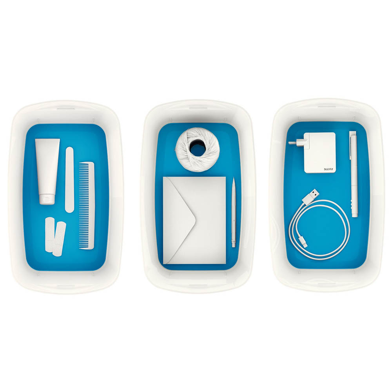 LEITZ MyBox Aufbewahrungsbox 5,0 l perlweiß/blau 31,8 x 19,1 x 12,8 cm, 1 St.