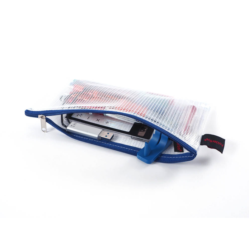 FolderSys Reißverschlussbeutel DIN lang transparent/blau 0,15 mm, 1 St.