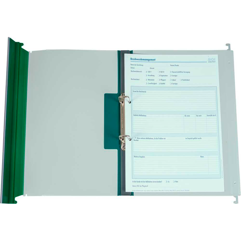 BOI Patienten-Dokumentations-Hängemappe Kunststoff grün DIN A4 1x 2 Ringe, Q-Mechanik, 10 St.