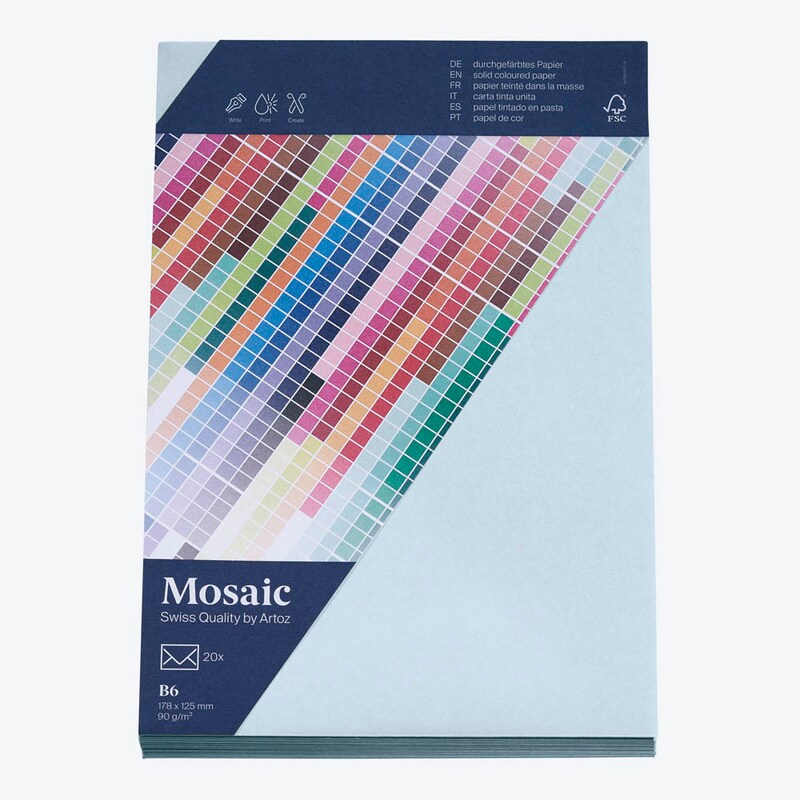 artoz Briefumschläge Mosaic DIN B6 ohne Fenster hellblau nassklebend 20 St.