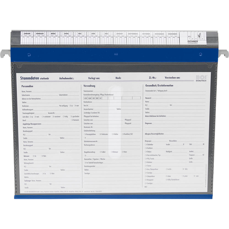 BOI Patienten-Dokumentations-Hängemappe 2-Ringe PMH2R blau Boden: 2,5 cm, 1 St.