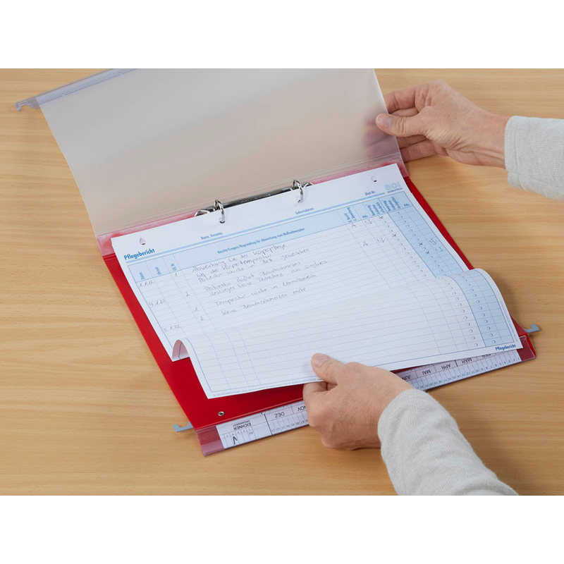 BOI Patienten-Dokumentations-Hängemappe 2-Ringe Click 2 Stationär rot Boden: 2,5 cm, 1 St.