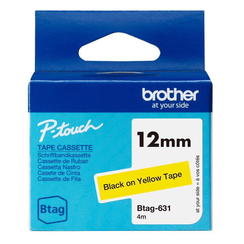 Brother Schriftband Btag BTAG631, 12 mm, schwarz auf gelb, 1 St.