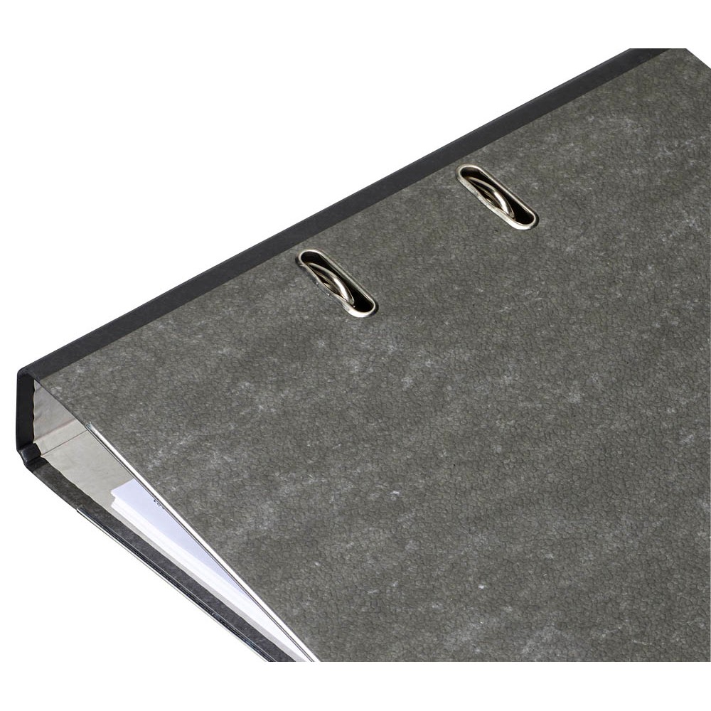 Ordner DIN A4 grüner Balken schmal Rückenbreite 5,0 cm schwarz / wolkenmarmor