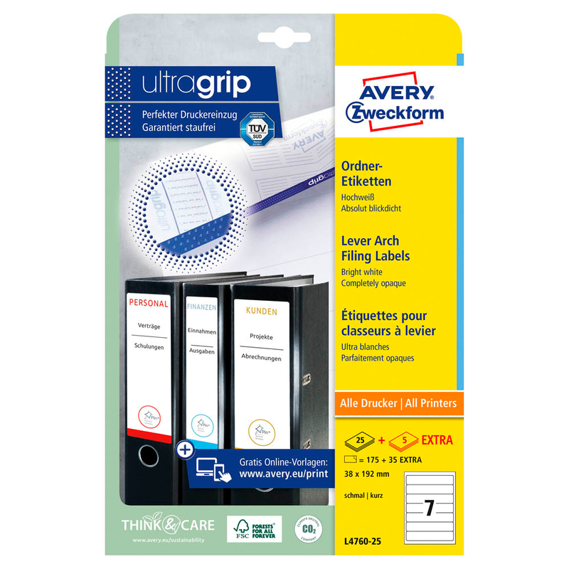 AVERY Zweckform Ordneretiketten L4760-25 weiß, 30 Blatt