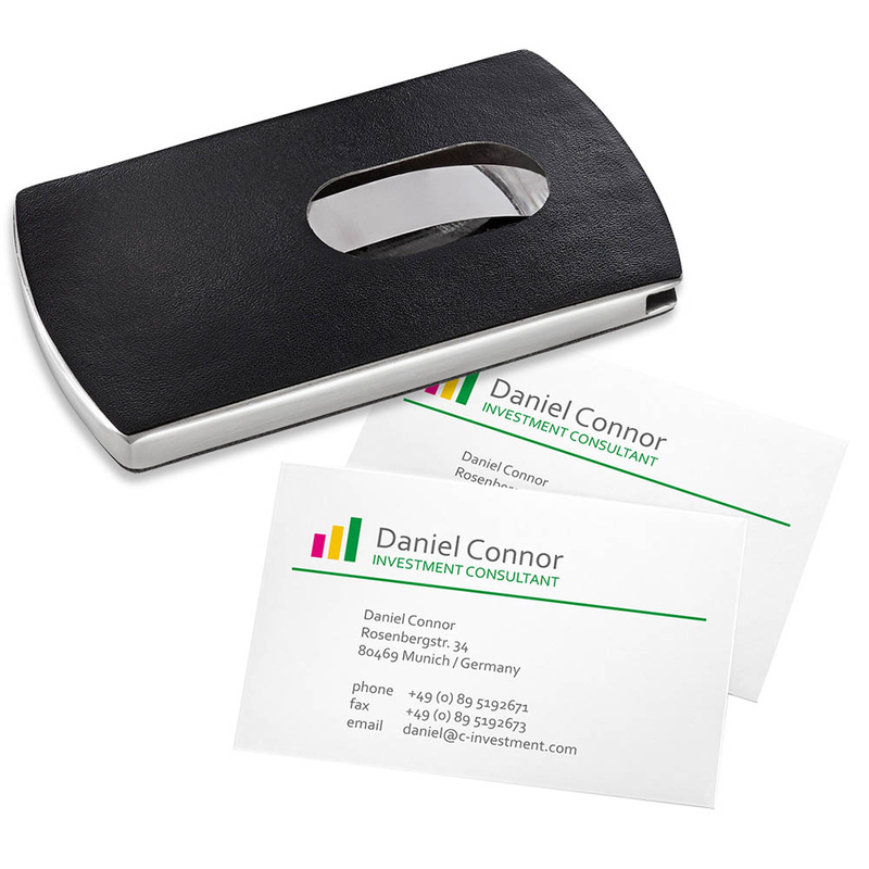 SIGEL Visitenkartenetui schwarz/silber, für bis zu 12 Visitenkarten