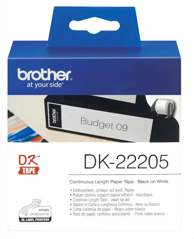 Brother Endlospapierrolle für Etikettendrucker DK22205 weiß, 62,0 mm, 1 x 1 Etiketten