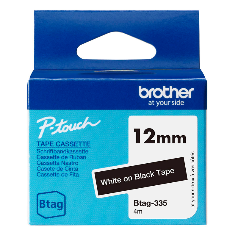 Brother Schriftband Btag BTAG335, 12 mm, weiß auf schwarz, 1 St.