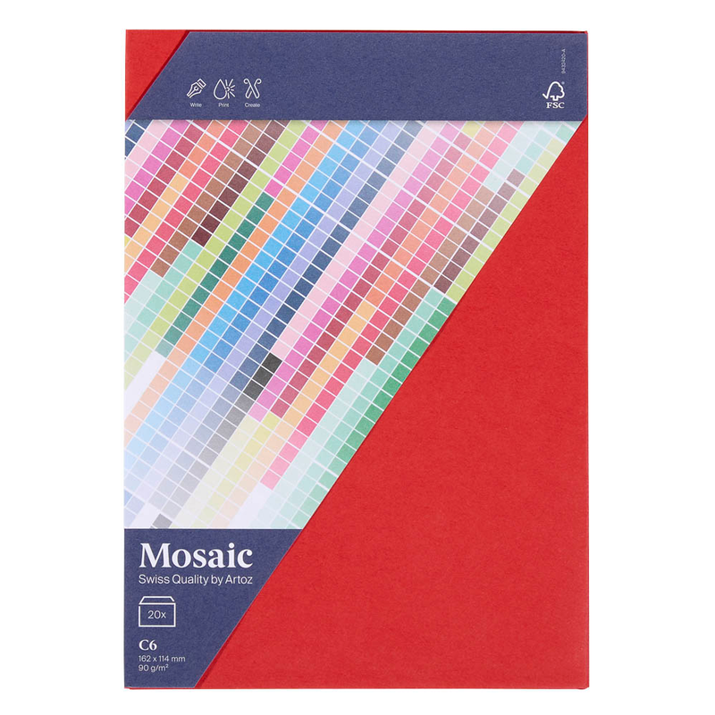 artoz Briefumschläge Mosaic DIN C6 ohne Fenster feuerrot haftklebend 20 St.