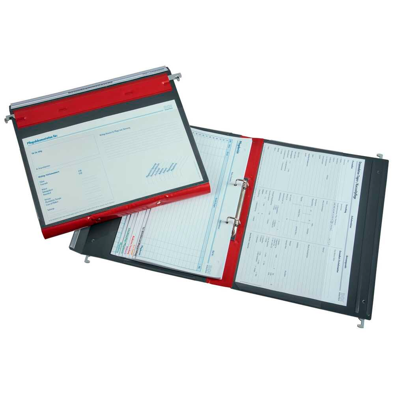 BOI Patienten-Dokumentations-Hängemappe Kunststoff rot DIN A4 1x 2 Ringmechanik, 10 St.