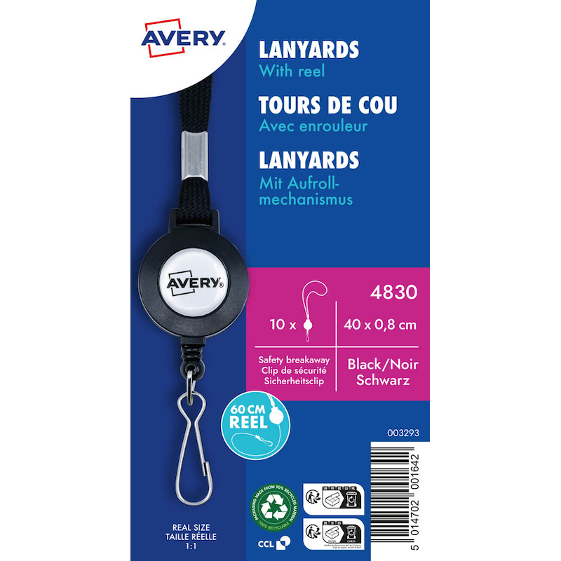 AVERY Zweckform Lanyards 4830, Federhaken, schwarz, 10 St.