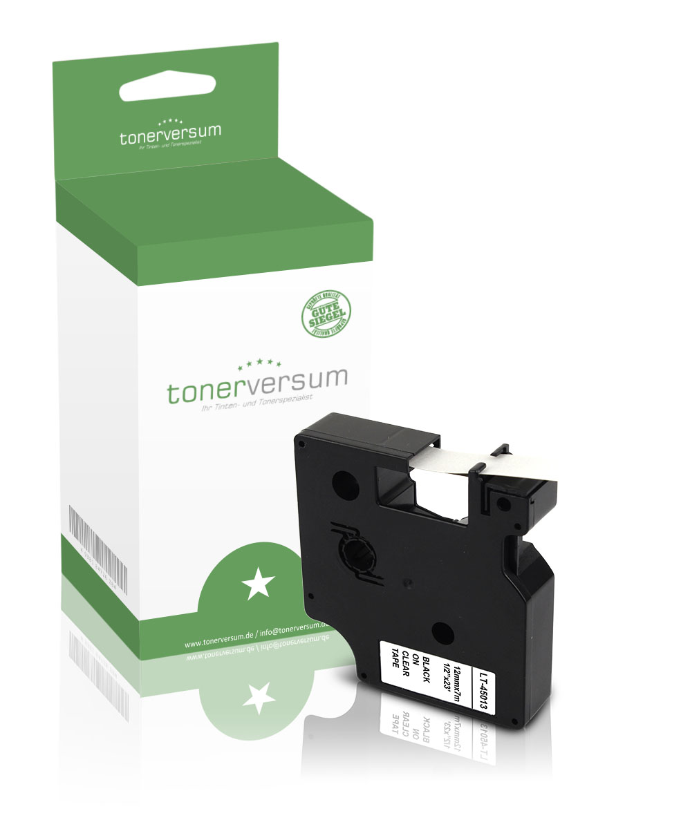 Alternativ zu Dymo D1 45013 / S0720530 Schriftband 12mm Schwarz auf Weiß (50er Pack)