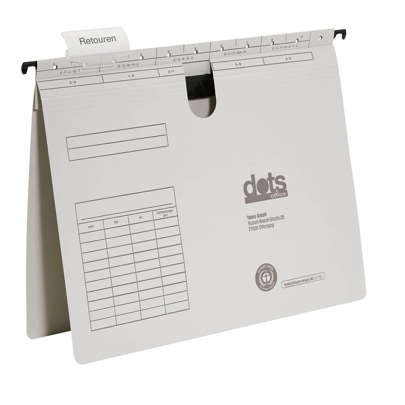 dots Hängehefter Karton lichtgrau DIN A4 1x kaufmännische BZ-Heftung, 5 St.