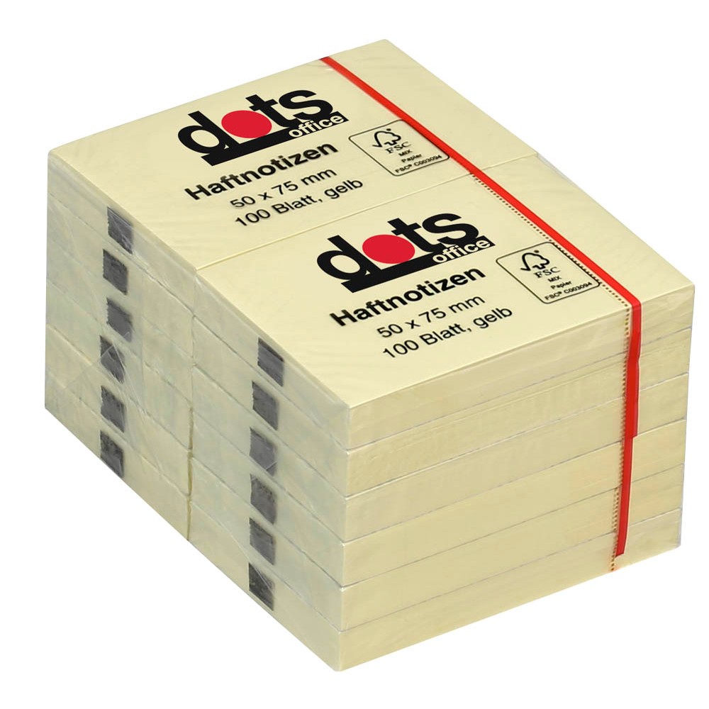 dots Haftnotiz 50x75mm gelb (12er Pack)