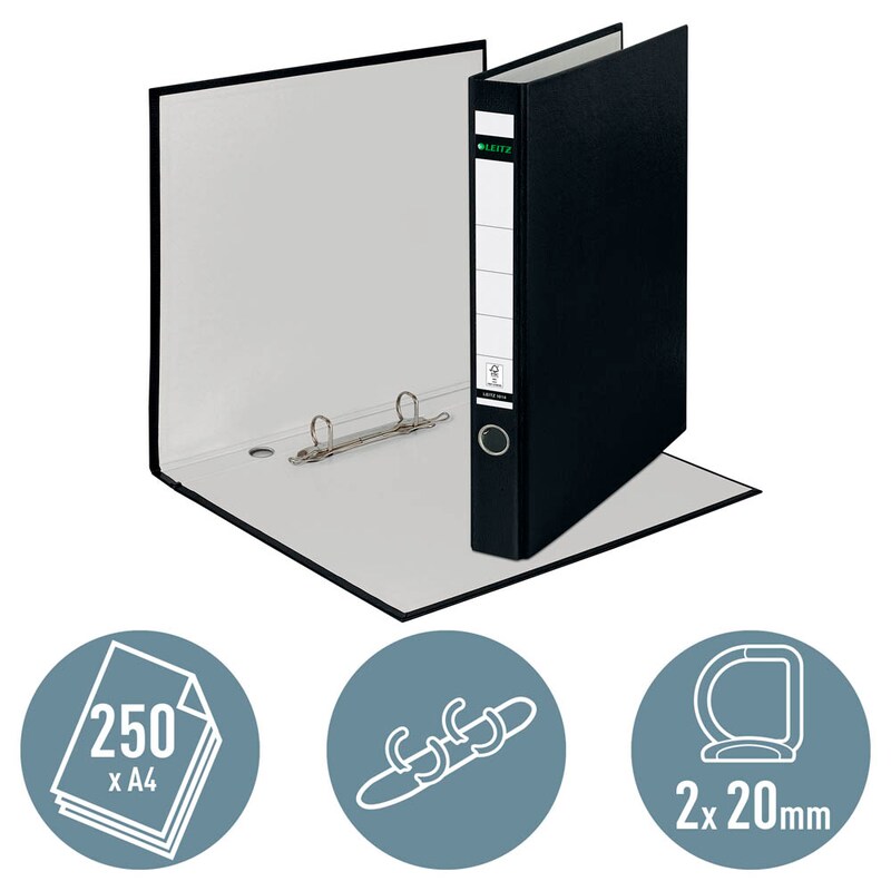 LEITZ 1014 Ringbuch 2-Ringe schwarz 3,5 cm DIN A4, 1 St.